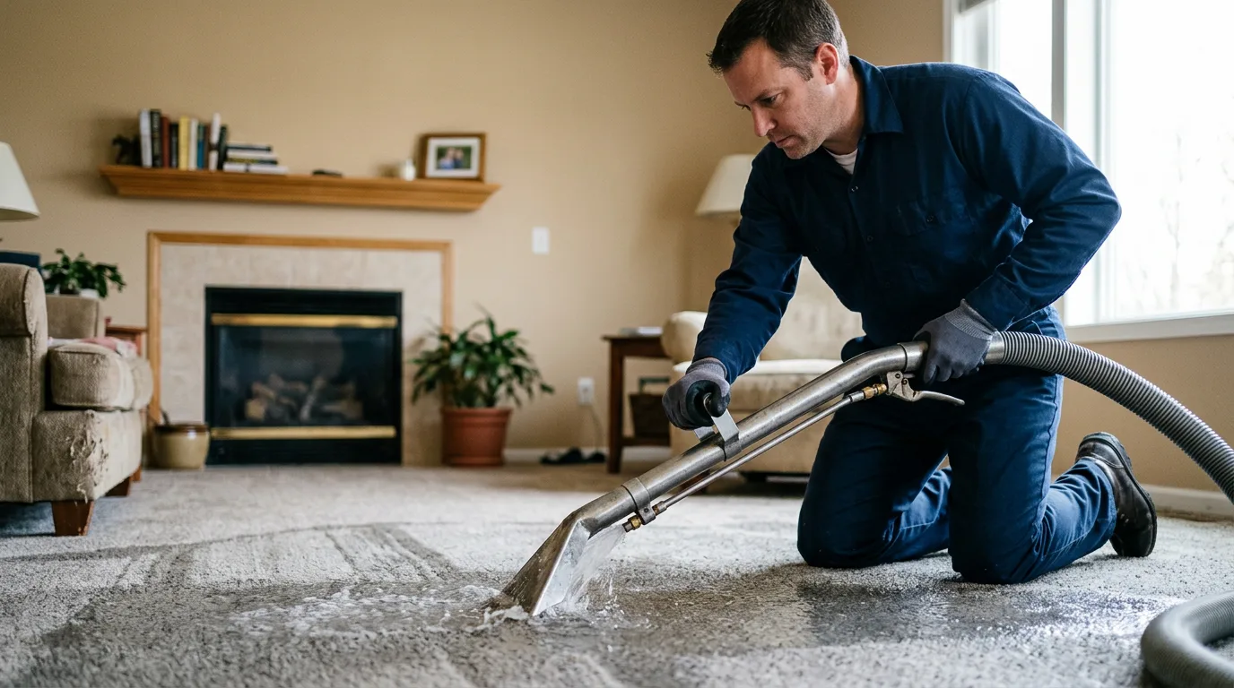 Water damage restoration technician working near Page, WV